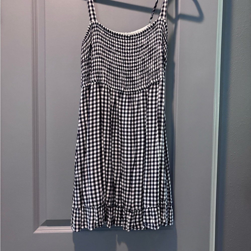 Abercrombie & Fitch Black and White Gingham Midi Dress XLP